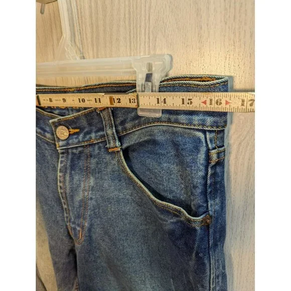 American Eagle Low Rise Boot Bootcut Denim Jeans Dark Mens Size 33/24 ALTERED - Picture 10 of 11